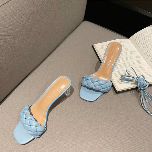 Heel Lace High Heel Open Toe Sandals