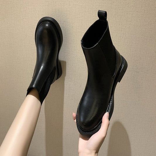 European and American Style Women's Thick Heel Boots Flat Boots