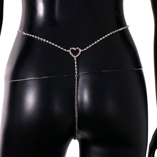 Heart Shape Rhinestone Underwear Waist Chain