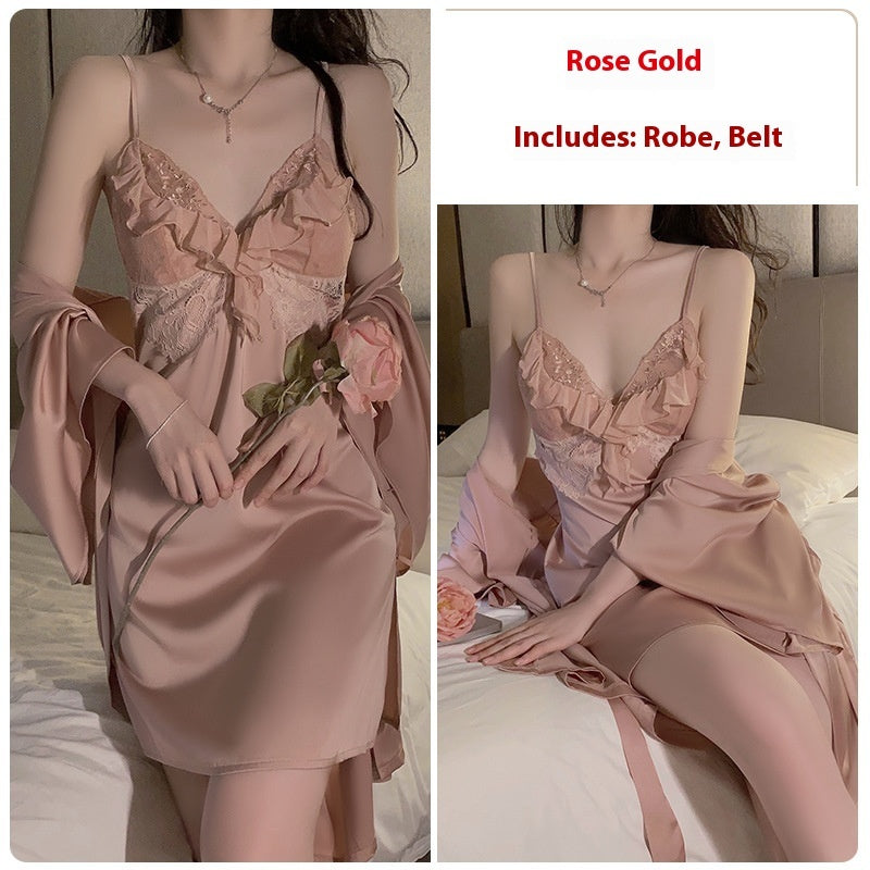 Backless Lace Up Chest Pad Pajamas Sweet Spaghetti-strap