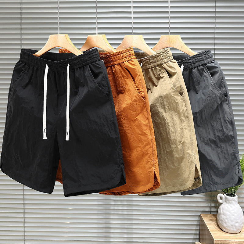 Drawstring Shorts Men's Fifth Loose Cargo Beach Pants