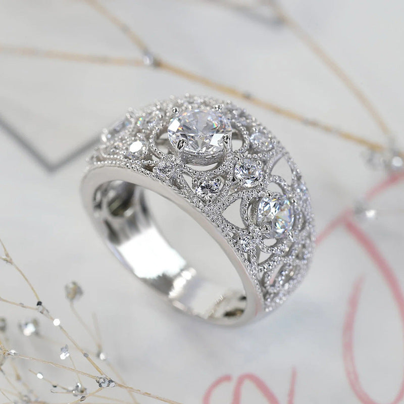 Retro Luxury Hollow Design Ring Women