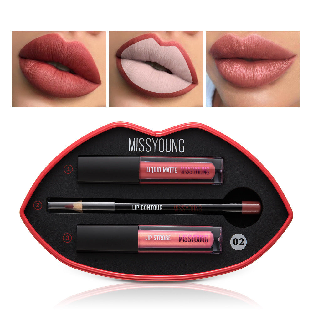 Women's Matte Pearly Lip Gloss Lipstick Pen Set