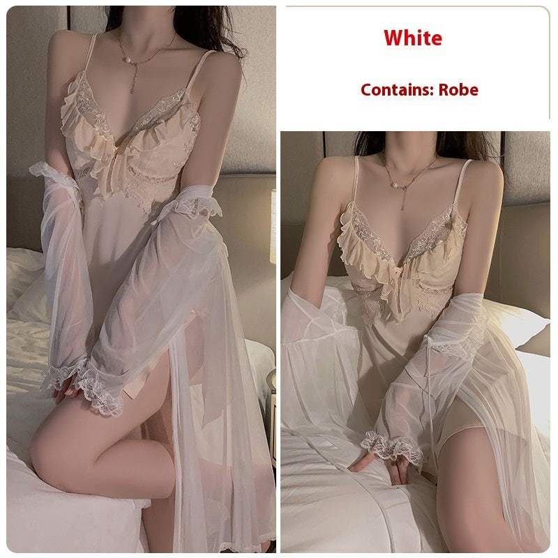 Backless Lace Up Chest Pad Pajamas Sweet Spaghetti-strap