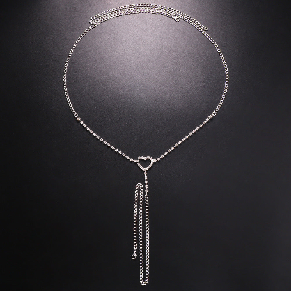 Heart Shape Rhinestone Underwear Waist Chain