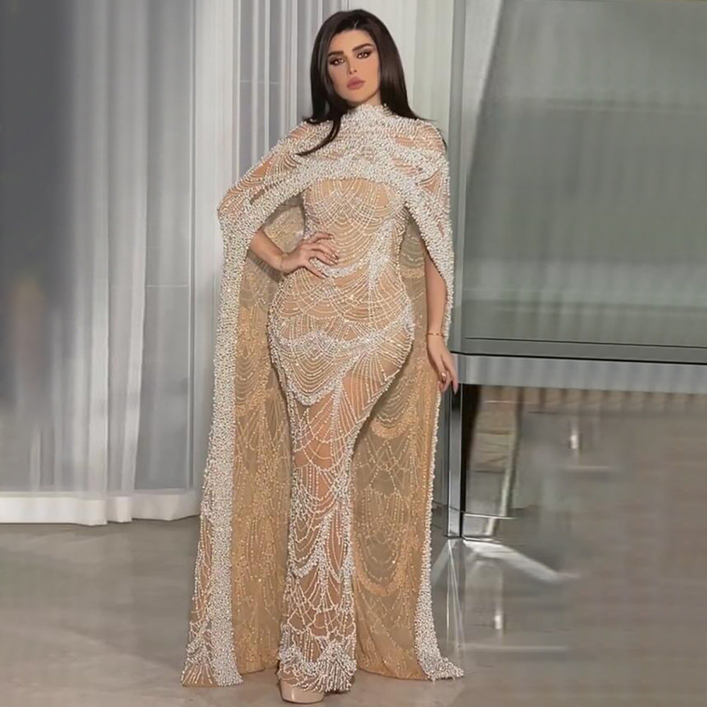Pearl Light Luxury Trailing Dress Temperament Costume