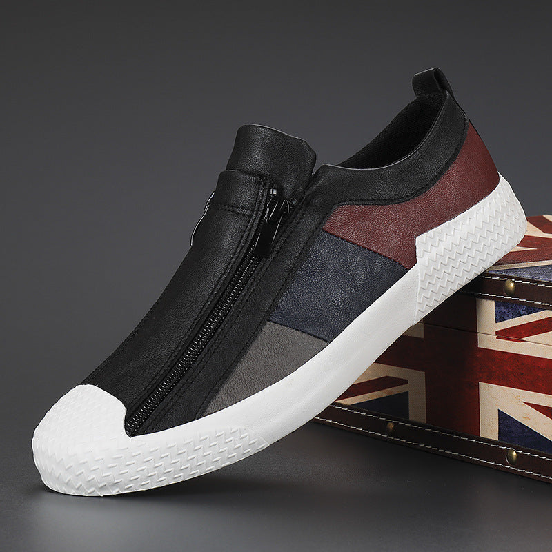 Autumn Men's New Trendy All-match Casual Shoes Flat Zipper Shoes