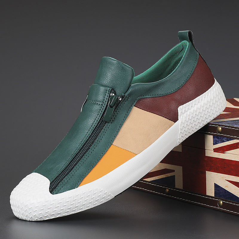 Autumn Men's New Trendy All-match Casual Shoes Flat Zipper Shoes