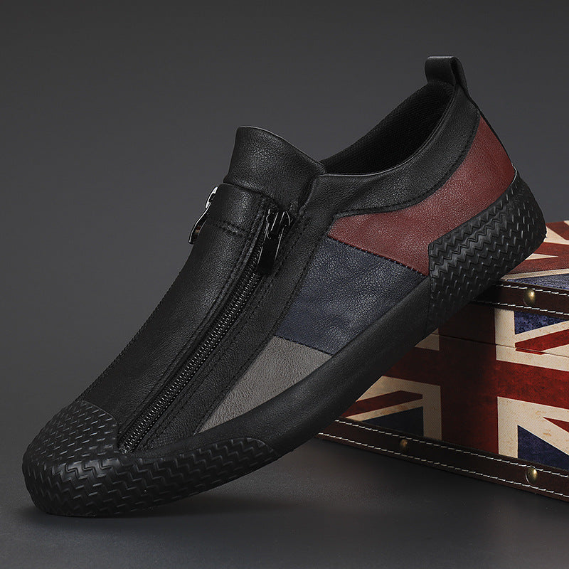 Autumn Men's New Trendy All-match Casual Shoes Flat Zipper Shoes