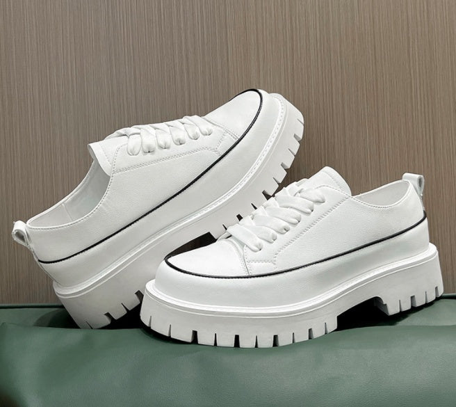 Small Heavy Bottomed Shoes Men Casual Leather Platform Shoes