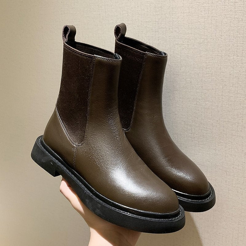 European and American Style Women's Thick Heel Boots Flat Boots