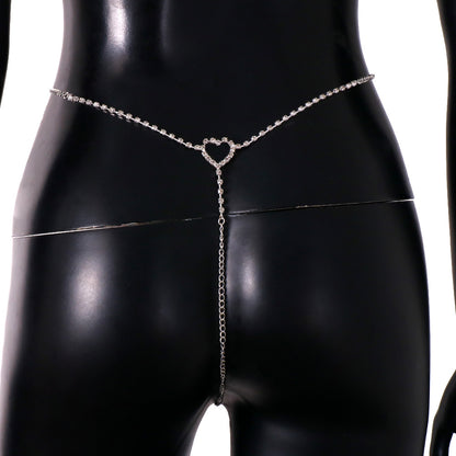 Heart Shape Rhinestone Underwear Waist Chain