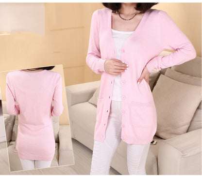 V-neck Loose Women's Wool Cardigan