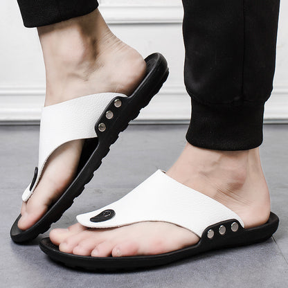 Slippers Men's Flip Flops Non-slip Flip-Flops Toe Pure Color Korean Sandals