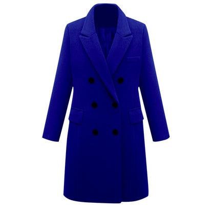 Medium length large woolen overcoat for women