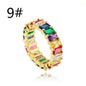 Seven colored zircon rings