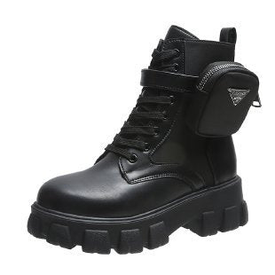 Fashion Pocket Mid-calf Platform Martin Boots