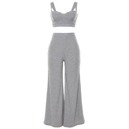 Camisole high-waist wide-leg pants suit