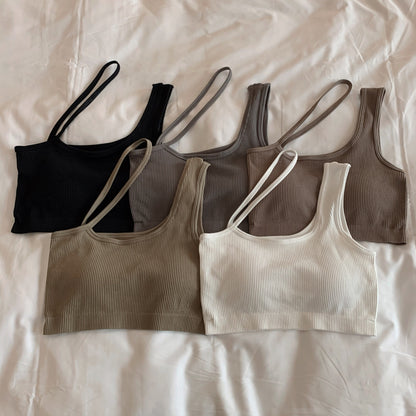 Women's Black Slanted Shoulder Camisole