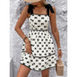 Women's Sleeveless Tie Strap Mini Dress Summer Square Neck Smocked A Line Elegant Cute Short Dresses