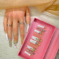 GGDDSHA Nails Press On Nails Medium Fake Nails FalseNails With 3D Flower Designs Nail Press Ons French TipHandmade Acrylic Artificial Nails Summer Natural Stick OnNails For WomenOpal Whisper