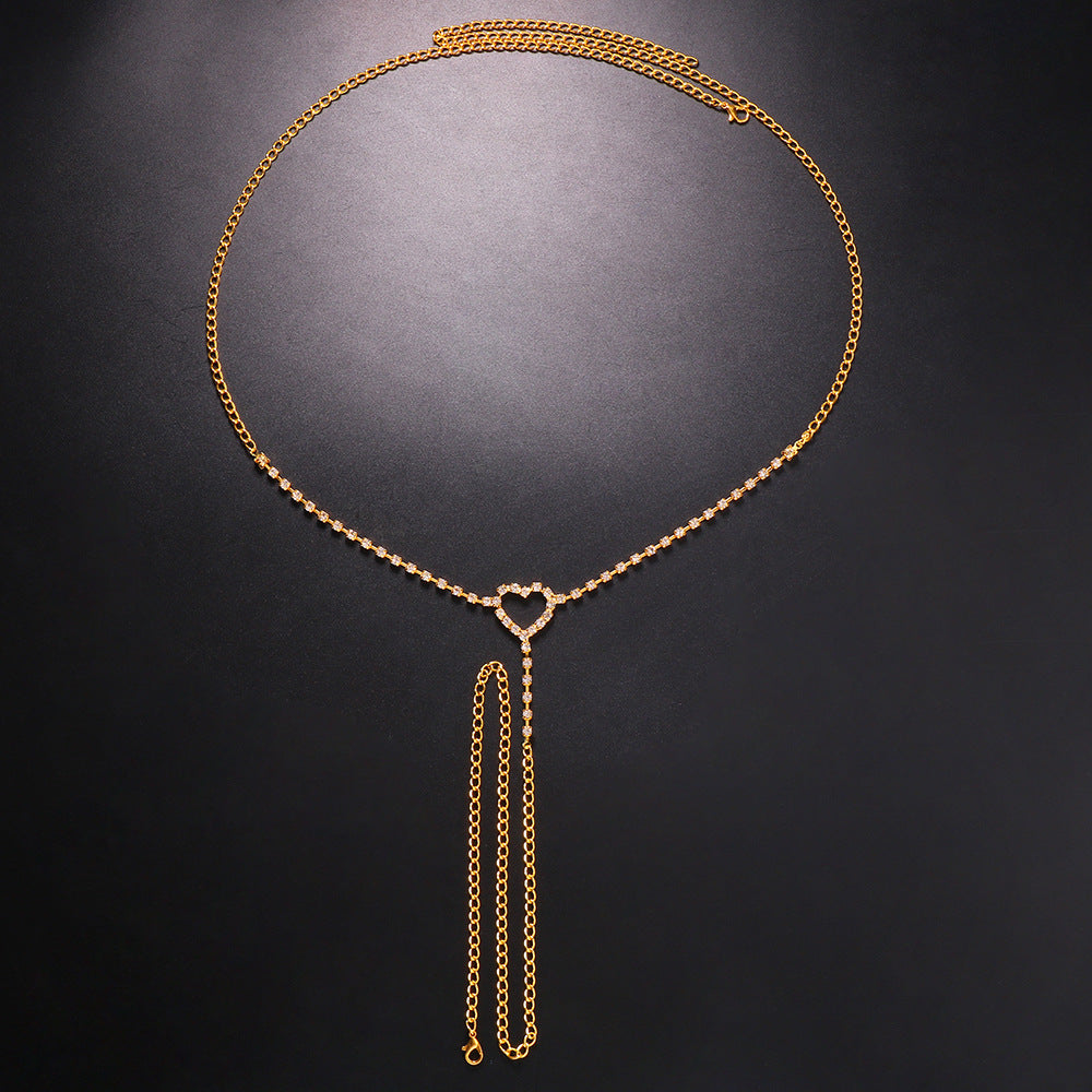 Heart Shape Rhinestone Underwear Waist Chain