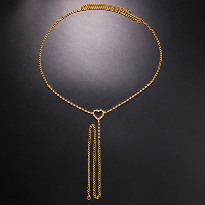 Heart Shape Rhinestone Underwear Waist Chain