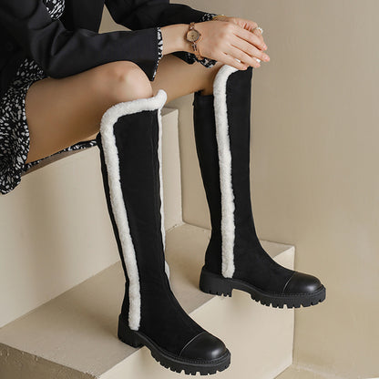 But Knee High Boots Women's Flat Low Heel But Knee