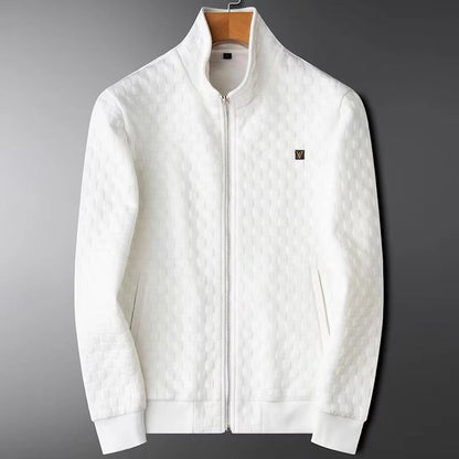 Stand Up Collar White Casual Sports Suit