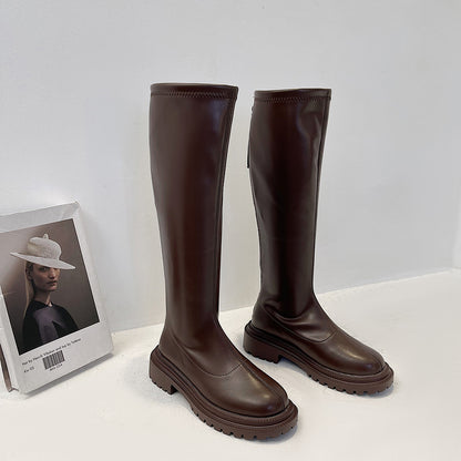 Knight  Long  Women White Boots Mid Heel