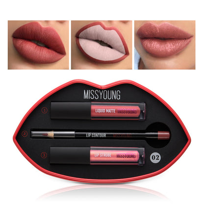 Women's Matte Pearly Lip Gloss Lipstick Pen Set