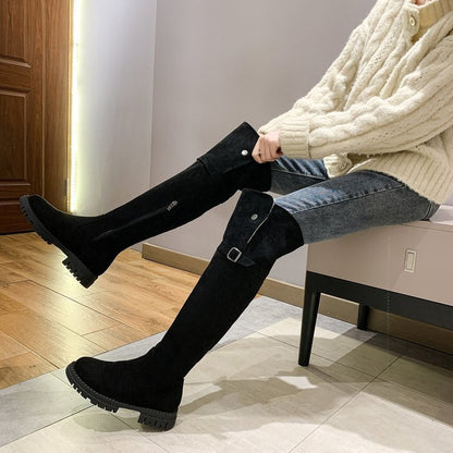 Korean Style Fashion Thick Heel Skinny Boots Over The Knee