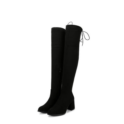 Winter Warm High-heeled Thick-heeled Over-the-knee Women's Boots