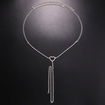 Heart Shape Rhinestone Underwear Waist Chain