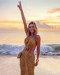 Spring And Summer Shell Tassel Halter Strap Sexy Dress