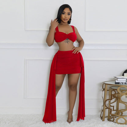 Casual Lotus Leaf Skirt Two-piece Set