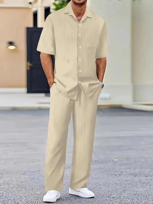 Men's Solid Color Short Sleeve Fashion Suit