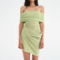 Summer New Sexy Off-shoulder Mesh Slim Fit Patchwork Dress