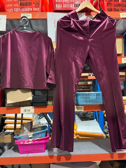 Top High Waist Wide Leg Pants Suit