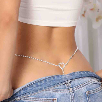Heart Shape Rhinestone Underwear Waist Chain