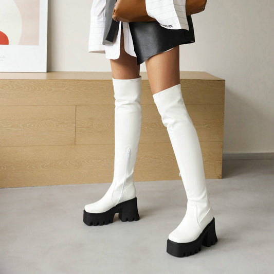 But The Knee  Thick Heel High  Autumn And Winter New Style Knight Smoke Boots