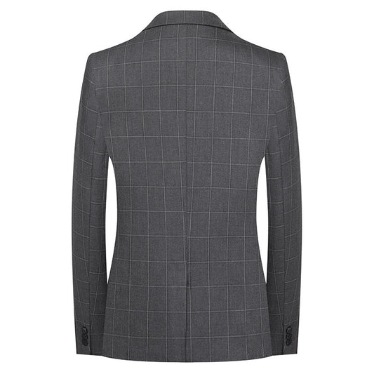 Men's Stretch Slim Fit Plaid Suit Three Piece