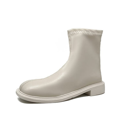 Knight  Long  Women White Boots Mid Heel