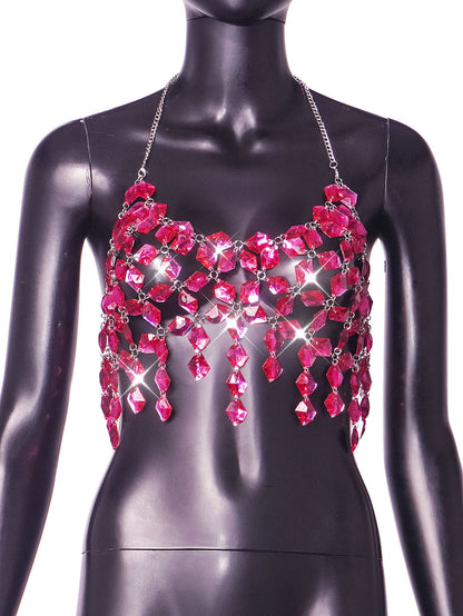 Gem Halter Backless Camisole Women's Clothing