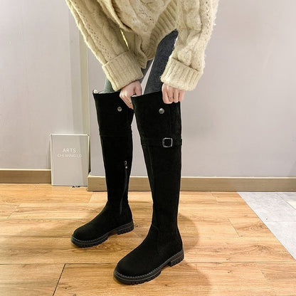 Korean Style Fashion Thick Heel Skinny Boots Over The Knee