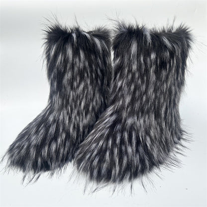 Thickened Plus Size Mid-calf Furry Fur Clothing Snow Boots