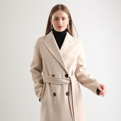 Women's Mid-length Woolen Wool Overcoat Coat