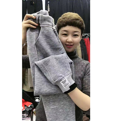 Plus Velvet Casual Pants Women's Elastic Waist Lace-up Trousers Are Thin And All-match