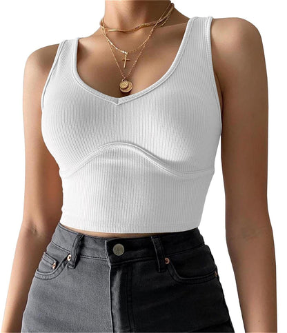 Women's Slim-fit  Deep V-neck Midriff-baring Knitted Vest